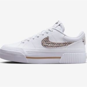 White Sneakers with Patterned Swoosh